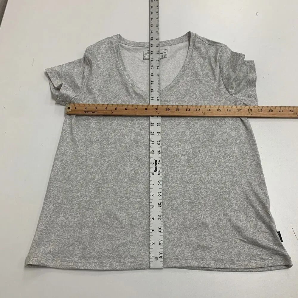 Eddie Bauer Sleepwear V Neck Tee Womens S Small Gray Short Sleeve Stretch Shirt